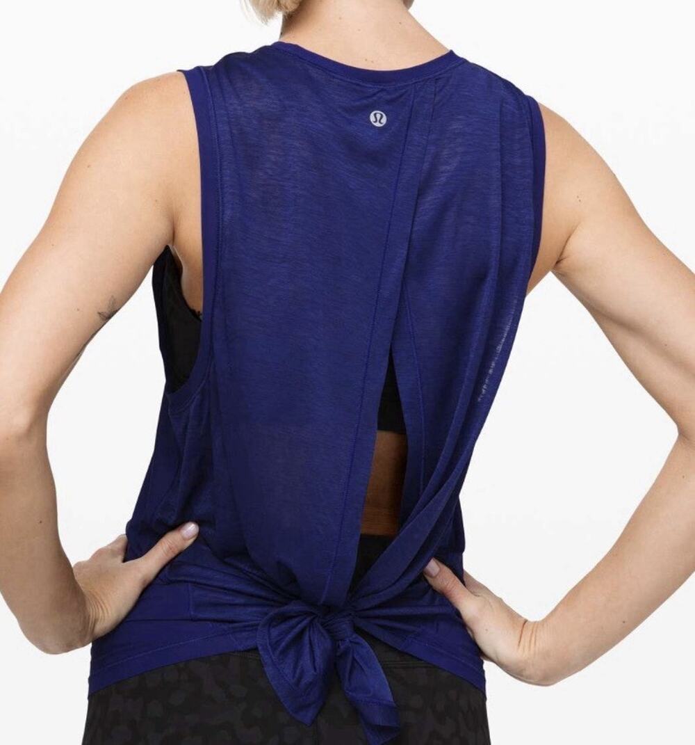 Lululemon In the Open Tank Women's 8 Larkspur Blue Open Back Athletic Top NWT